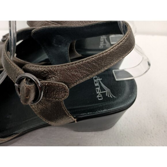 Dansko Womens Susie Wedge Sandals Size 41 Pewter Open Toe BOHO Comfort Shoes - Picture 2 of 11